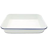 Zenker Enamel Large Roasting Dish, Vintage Design, Roasting Tin, Perfect for Roasts, Pies & Pastries, Easy to Clean, Oven Safe Up to 230 Degrees Celsius, PTFE & PFOA Free, 40x28.5cm, White & Blue