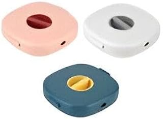Travel Accessory - 3pcs Portable Rotatable Phone Charging Cable Organizer Storage Box in Stylish Blue Yellow Pink and Gray for Effortless Earphone and Data Cable Management