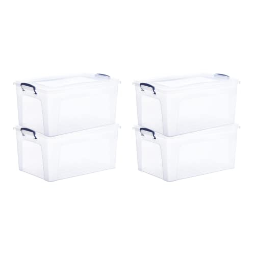 Image of Superio Storage Bins with Lids, Clear Plastic Containers for Organizing, Stackable Totes, BPA Free, Odor Free, Organizer Boxes for Home, and Dorm (4 Pack, 28.5 Qt)