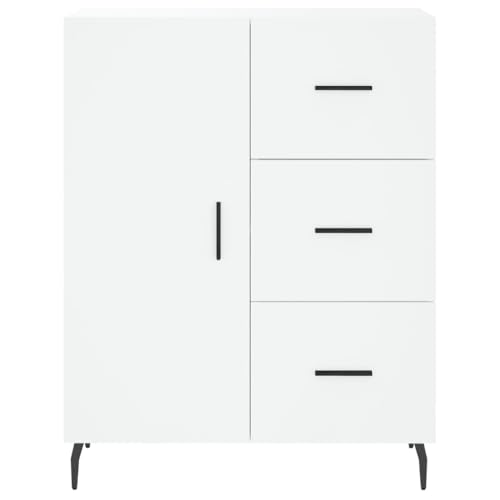 Aparador blanco de 90 cm de altura con compartimentos de madera para pasillo 6