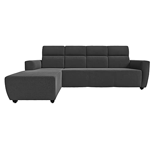 Image of Wakefit Sofa Set | 3 Year Warranty |3 Seater Sofa for Living Room, Wooden 3 Seater + Left Aligned, Belize(Malphino : Smoke Grey)
