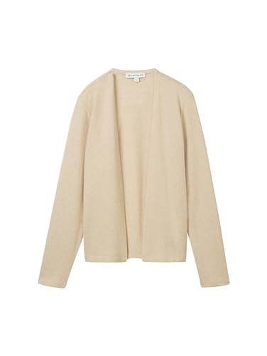 TOM TAILOR Damen Basic T-Shirt Cardigan, Sandy Beige Melange, S – Ansicht 6