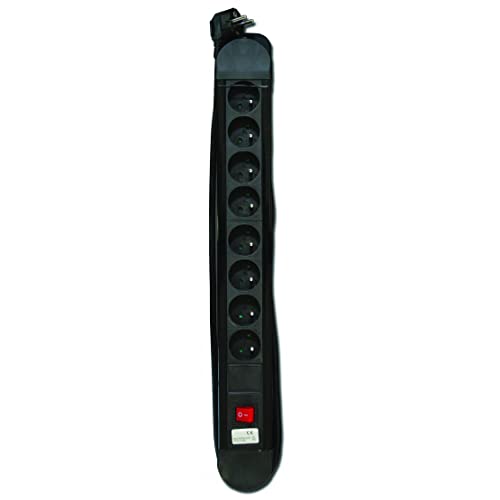 CHACON Bloc multiprise Noir avec Interrupteur - 8 x 16 A - 1,5m