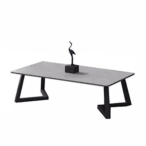 Mesa de Centro Moderna con sofá, Mesa de Centro Rectangular, Tablero de Piedra con Estructura de Hierro y Metal, Escritorio de Centro de Estilo Industrial, para decoración de Muebles de Sal