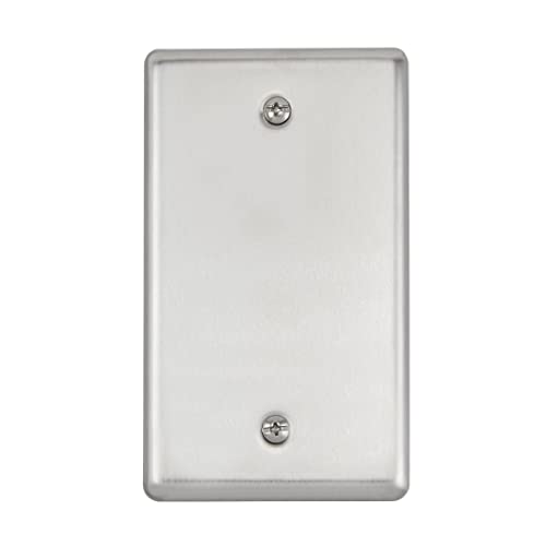 Maxxima 10 Stück 1 Gang Blanko-Geräteauslass-Wandplattenabdeckung, Edelstahl, Standardgröße, blanko, unbenutzte Steckdosenabdeckungen (10 Stück) thumbnail