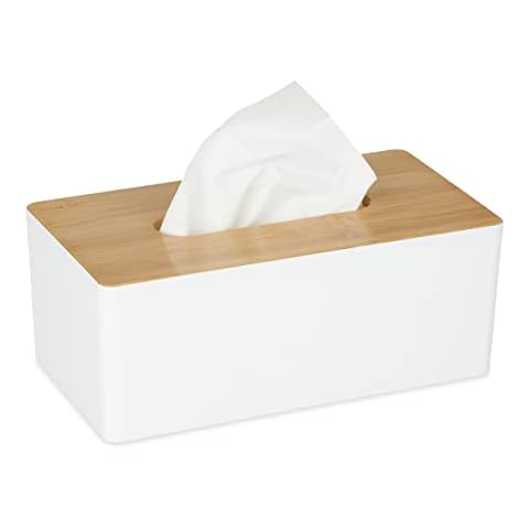 Relaxdays Tücherbox mit Deckel aus Bambus Cover