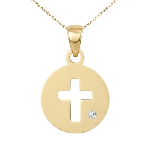 Collier - Pendentif Or et Diamant - Médaille Croix- Femme ou Enfant