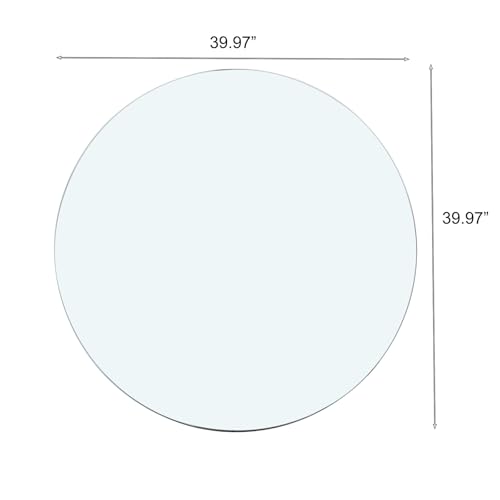 Image of Tempered Glass Round Table Top 39.3 Inch Diameter, 3 /8 Inch Thick, Heavy-Duty Safety Glass Circle for Dining Table, Desk, Patio Base Replacement-Clear