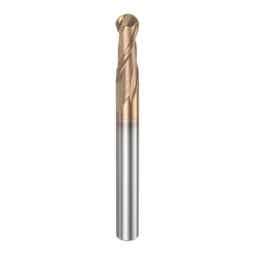 Image of HARFINGTON Ball Nose End Mill 2 Flute 1 /4 inch Diameter 1 /4 inch Shank Tungsten Carbide TICN Coated Spiral CNC Router Bits 3 /4 inch Cutting Length Single End Ball Cutting Tool for Carving Engraving