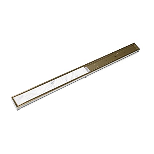 Infinity Drain S-LTIF 6548 SB 48' S-PVC Series Low Profile Complete Kit with 2 1/2' Tile Insert Frame in Satin Bronze