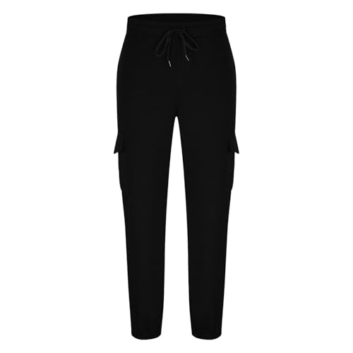 Drawstring Cargo Pants Men Solid Pockets Elastic Waist Long Joggers Trousers Elastic Waist Workout Trouser Pants4
