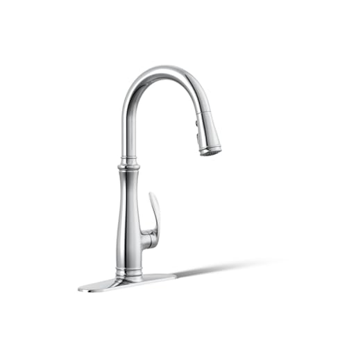KOHLER K-560-CP Bellera Pull Down Kitchen Sink Faucets, Kitchen Faucets with Pull Down Sprayer, 3-Spray, Polished Chrome