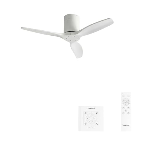 CREATE / WINDCALM S/Ventilador de techo ABS blanco con controlador y mando / 40W, Silencioso, Ø112 cm, 6 velocidades, temporizador, función verano invierno