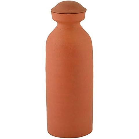 Village Decor clay water pitcher with lid (1 liter clay water bottle with Clay cork) Cover
