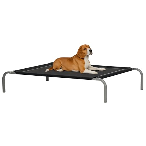 PawHut Lit pour Chien Chat XL Grand Confort sur Pieds lit de Camp 110L x 75l x 20H cm textilène Micro-perforé Noir