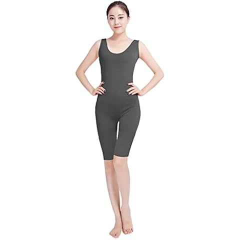 Lifup Women's Spandex Sleeveless Bodysuit Unitard Costume Zip Back dark gray M Cover
