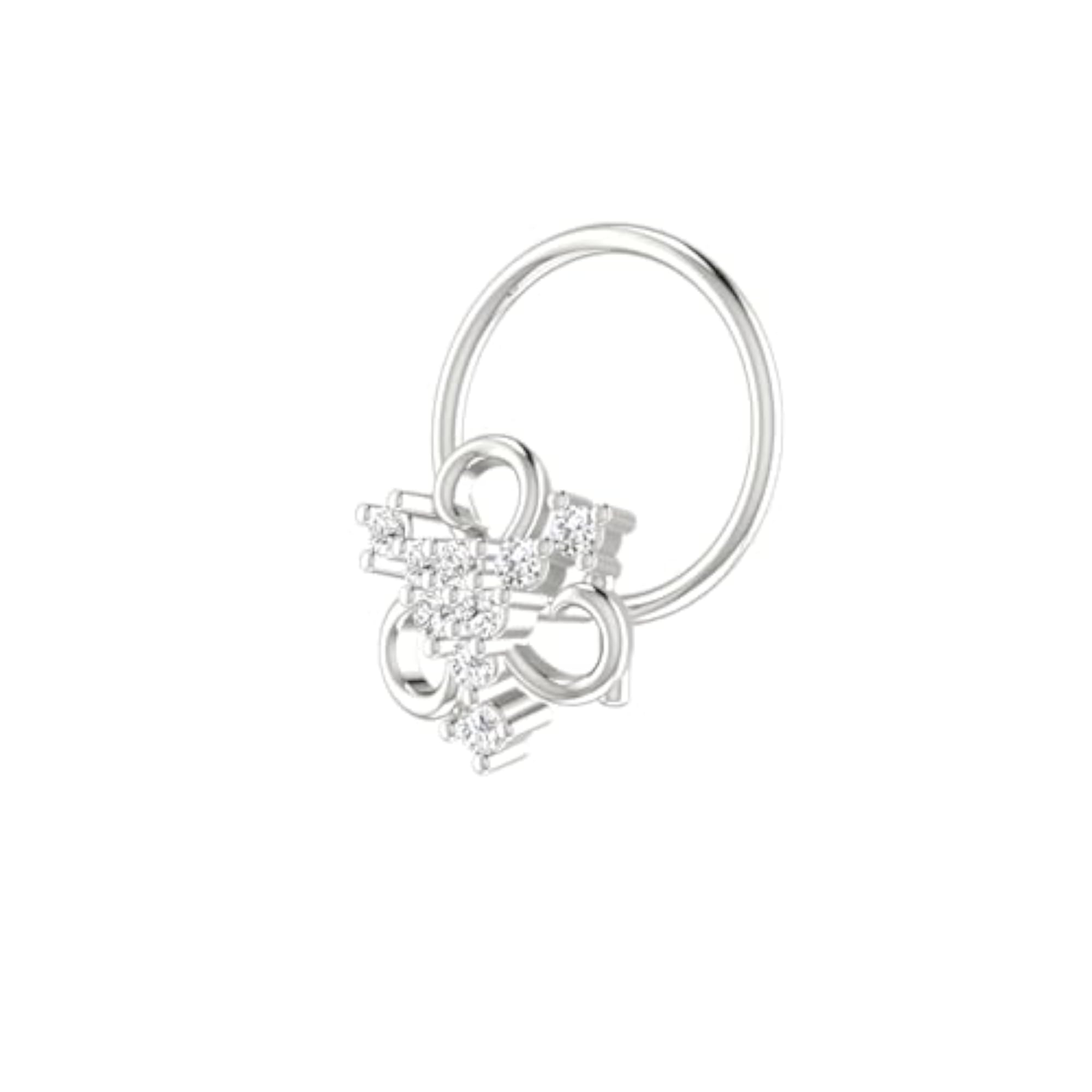 Women's 14Kt White Gold Stud Nosering, Elegant