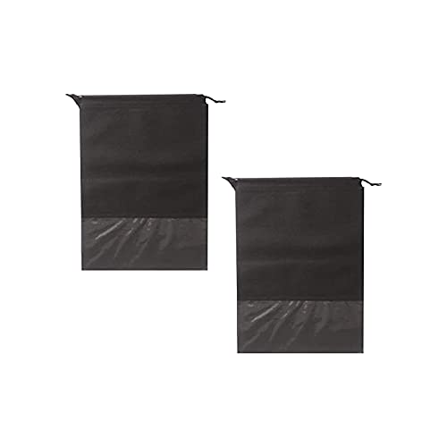 JANEMO Shoe Bags,2 Pcs Drawstring Shoes Storage Bags,Air-Permeable Travel Shoe Bags,Use for Store Clothes, Cosmetics, Toys, Other Accessories,Black