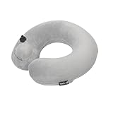 Travelmall Switzerland Award-Winning Pocket-Pump Inflatable Neck Pillow, Single Pack with 3D Patented Pump – Grey Edition for Airplane, Train, and Car Travel