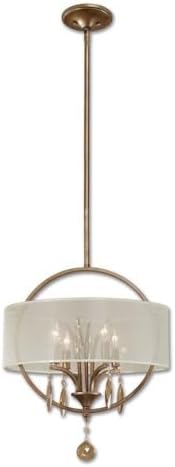 Uttermost Alenya Drum Pendant 4 Light Silken Champagne Sheer Fabric - 17.75 inches Wide by inches deep