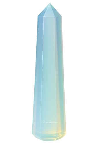 Image of Crystal Heaven Opalite Crystal Tower Obelisk Point For Chakra, Healing And Balancing - Aaa Grade Original Certified Gemstone Agate For Reiki Meditation Yoga Spiritual (3-4 Inches)