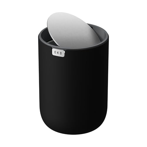 EKO Mini Tischmülleimer mit deckel, 1,5 L Kosmetikeimer Schwarz,...