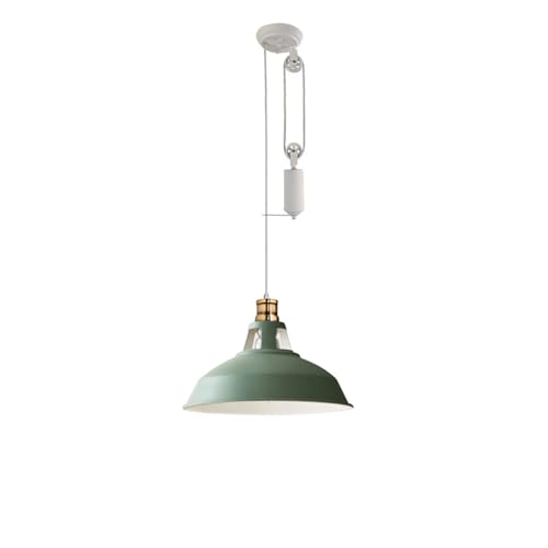 Industrial Pulley Pendant Light Retractable Ceiling Lamp with Adjustable Shade Vintage Hanging Light Fixture Ball Cable System for Home Decor and Lighting