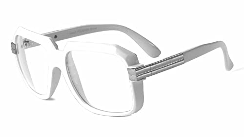 Dweebzilla Gazelle Emcee Oversized Square Sunglasses Neon Frames w/Clear Lense