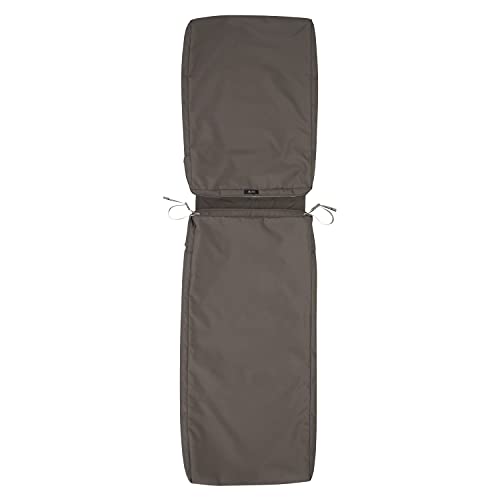 Classic Accessories Ravenna Water-Resistant 72 x 21 x 3 Inch Patio Chaise Lounge Cushion Slip Cover Dark Taupe Patio Furniture Cushion Covers