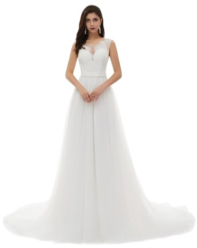 Image of Spaghetti Chiffon Beach Wedding Dress V Neck A line Bridal Gowns Lace Plus Size Wedding Dress