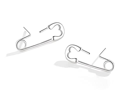 SLUYNZ 925 Sterling Silver Safety Pin Stud Earrings for Women Teens Paper Clip Earrings Punk Earrings Cute Stud Earrings