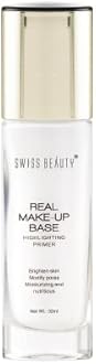 Swiss Beauty Real Makeup Base Highlighting Primer| Skin-Hydrating Poreless Primer With Natural Glow Finish For Face Makeup |Shade - 01 Natural Tint, 32Ml