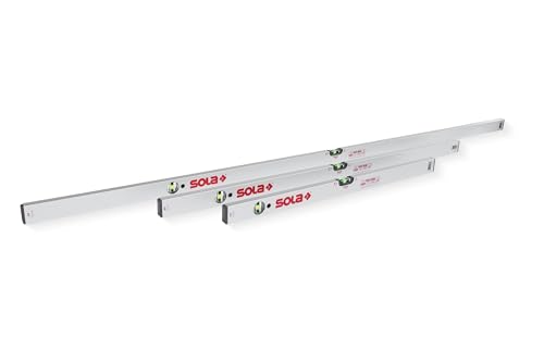 SOLA AV 80 SET - Wasserwaagen-Set 80 cm +120 cm +200 cm - Präzise Wasserwaagen für Profis Patentierte SOLA-FOCUS Libellen Bessere Ablesbarkeit Robustes Aluminiumprofil 30 Jahre Dichtheitsgarantie
