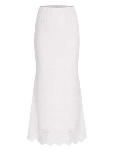 Hularka Womens High Waist Lace Mesh Bodycon Pencil Midi Skirt Elegant Elastic Waistband Long Maxi Skirts3