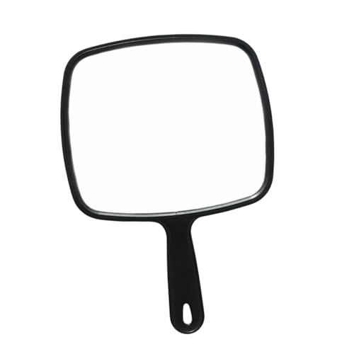 PLAFOPE Professional Handheld Salon Mirror with Handle Black Barbers Mirror for Hairdressers Ergonomic Design for Easy Use for Makeup and Checks