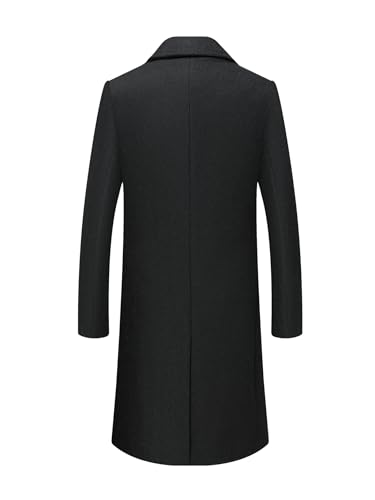 Image of INVACHI Men's Wool Blend Long Trench Coat Notched Collar Single Breasted Overcoat Warm Winter Pea Coat