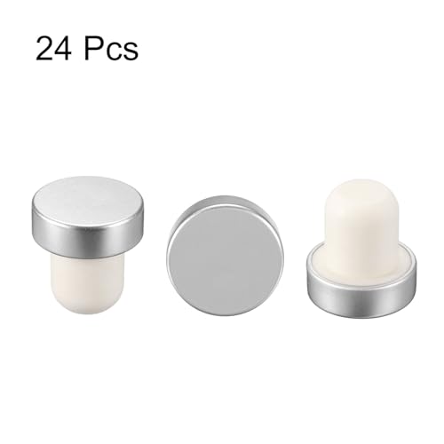sourcing map 24 Pcs Wine Bottle Corks, T-Shaped Stopper Cork, Wine Stopper, Reusable Wine Bottle Corks Sealing Plug Bottle for Homemade Wine Beer Bottles,Silver