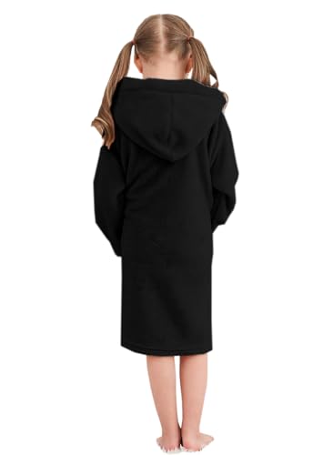 Image of Umeyda Girls Fleece Hooded Robes, Warm Printed Bath Robe for Kids Soft Fuzzy Bathrobe for Gifts