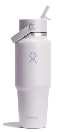 Hydro Flask Travel Water Bottle - Insulated Stainless Steel - Wide Straw Lid, Non Spill, Leakproof in 32 Oz Cloud Pink