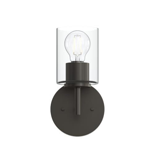 Image of Progress Lighting Replay 5.125 Inch 1-Light Vanity Light, Transitional, Antique Bronze with Clear Glass Shade, (9.75 inch H x 5.125 inch W x 5.875 inch D), P300581-020