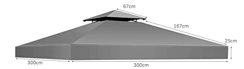 EPFHR Gazebo canopy replacement covers 3m x 3m,Outdoor Waterproof Canopy,with 2 Tier Roof,Patio Top Canopy, Garden Party Tent (TOP ONLY).