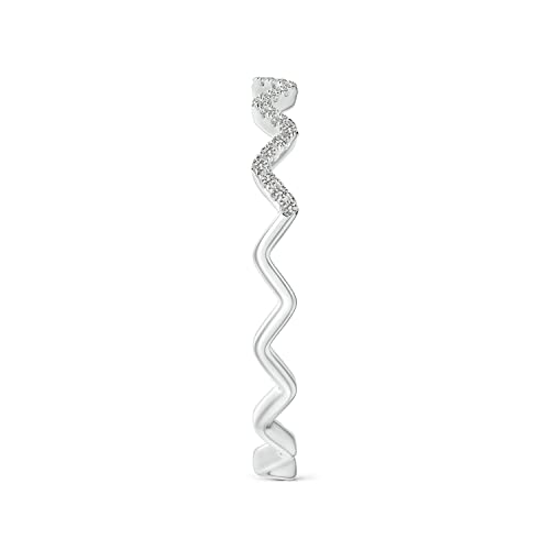 Natural Diamond Zig Zag Ring Band For Women In 14K White Gold (0.8Mm Diamond) - April Birthstone #TOP2