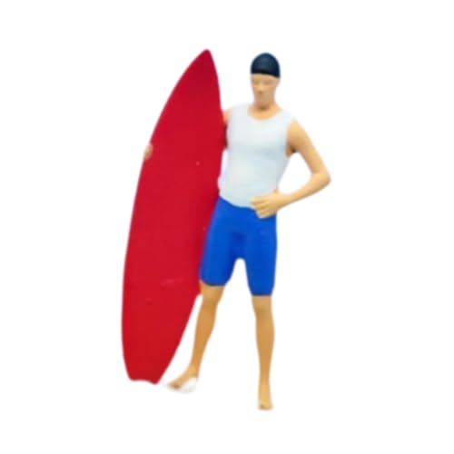 Menolana 1:64 Scale Miniature Surfing Figure Micro Landscape Decor Collection Sports Theme Decorative Beach Surfer Miniature Figurine, Style C