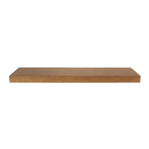 Image of Kate and Laurel Havlock Modern Natural Floating Shelf; 36 x 8; Rustic Wood; Functional Bathroom and Kitchen Shelf for Storage and Display