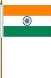 India Small 4 X 6 Inch Mini Country Stick Flag Banner with 10 Inch Plastic Pole .. Great Quality Polyester ... New