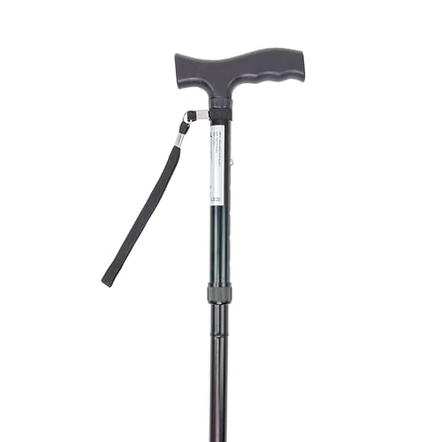 PEPE Mobility Plastic Folding Cane, Adjustable Walking Cane for Women, Foldable Canes for Seniors, Lightweight Aluminium with Strap, Black