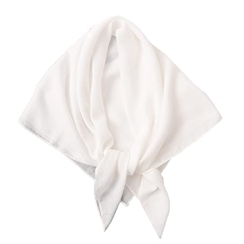 Yizelli 35 x 35 Pulgadas Bufanda Cuadrada de Color Sólido Neckerchief 90cm Pelo Pañuelo de Cabeza para Mujeres Niñas (Blanco)