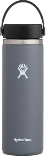 HYDRO FLASK - Water Bottle 591 ml (20 oz) - Vacuum Insulated Stainless Steel Water Bottle Flask with Leak Proof Flex Cap with Strap - BPA-Free - Wide Mouth - Stone