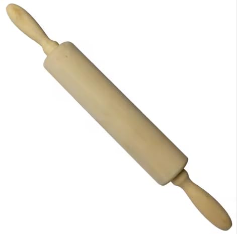Classic Wooden Rolling Pin for Baking - 17-Inch Natural Beechwood Dough Roller with Easy-Grip Handles - Perfect for Bread, Pizza, Pastries, Cookies - Durable and Lightweight Kitchen Tool