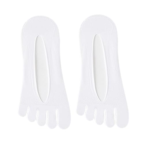 Qianly Five Toe Socks, Boat Socks, Breathable Ankle Toe Socks for Casual Ladies Girls, White